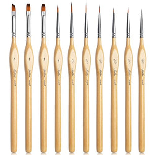 Golden Maple Detail Paint Brushes Set 10pcs Miniature Brushes for Fine Detailing & Art Painting - Acrylic, Watercolor, Oil, Models, 40k