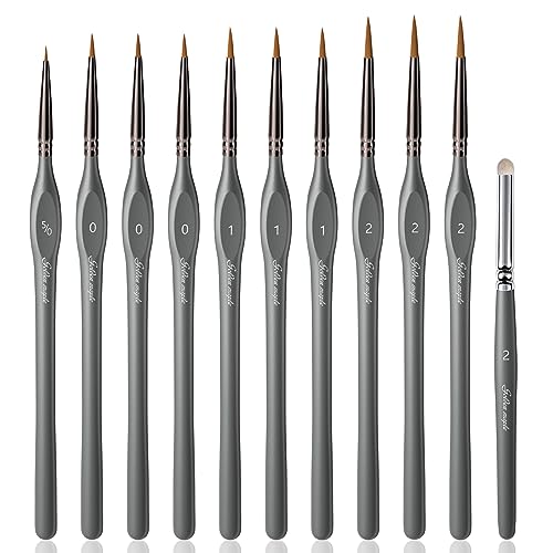 Golden Maple Detail Paint Brushes Set 10pcs Miniature Brushes for Fine Detailing & Art Painting - Acrylic, Watercolor, Oil, Models, 40k