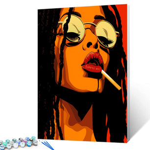 Black Girl with Dreadlocks Paint by Number Kits Canvas Acrylic Paint DIY Oil Painting for Kids, Students, Adults Beginner with Brushes and Acrylic African American Woman 16x20 Inch (DIY Frame)