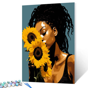 Black Girl with Dreadlocks Paint by Number Kits Canvas Acrylic Paint DIY Oil Painting for Kids, Students, Adults Beginner with Brushes and Acrylic African American Woman 16x20 Inch (DIY Frame)