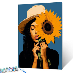 Black Girl with Dreadlocks Paint by Number Kits Canvas Acrylic Paint DIY Oil Painting for Kids, Students, Adults Beginner with Brushes and Acrylic African American Woman 16x20 Inch (DIY Frame)