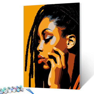 Black Girl with Dreadlocks Paint by Number Kits Canvas Acrylic Paint DIY Oil Painting for Kids, Students, Adults Beginner with Brushes and Acrylic African American Woman 16x20 Inch (DIY Frame)