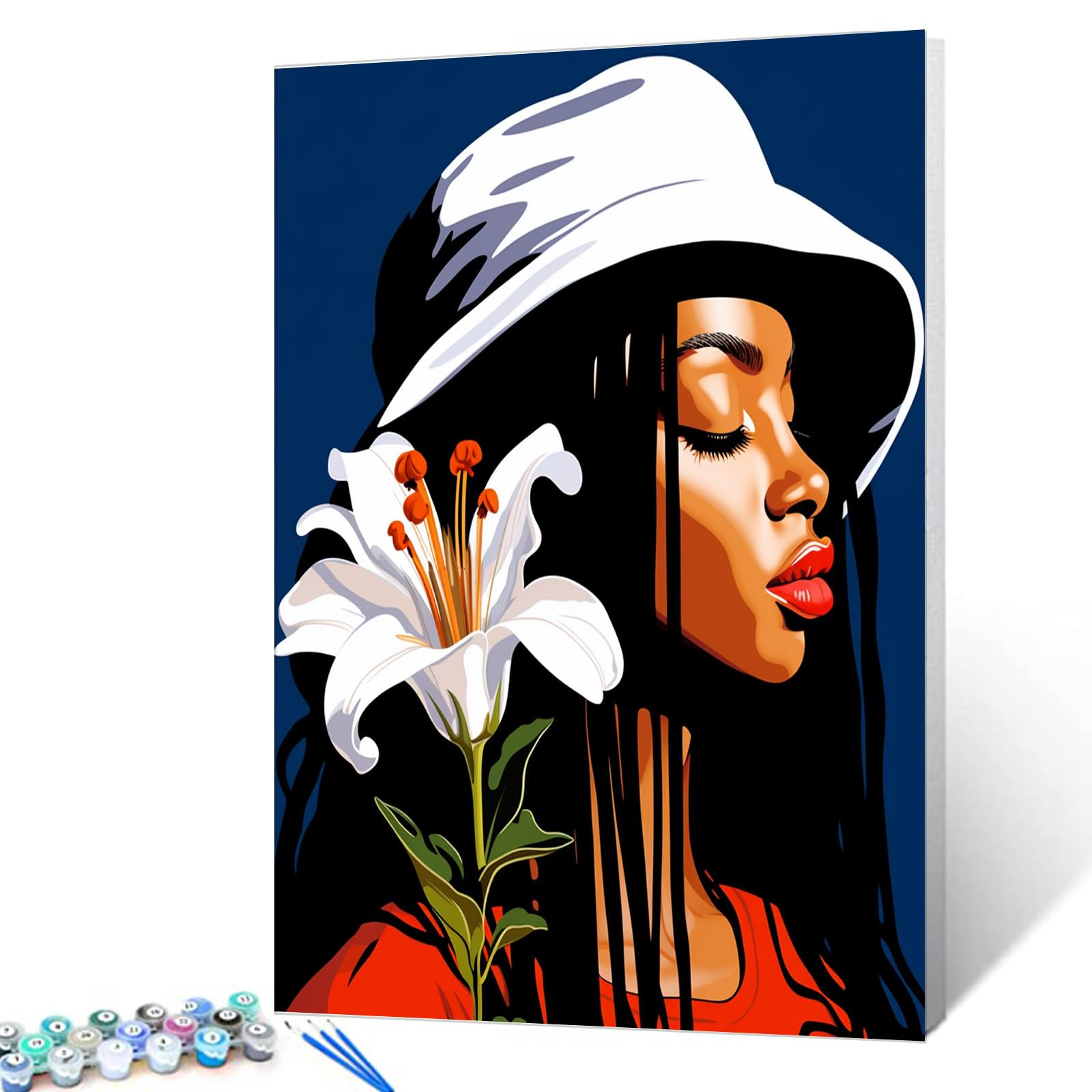 Black Girl with Dreadlocks Paint by Number Kits Canvas Acrylic Paint DIY Oil Painting for Kids, Students, Adults Beginner with Brushes and Acrylic African American Woman 16x20 Inch (DIY Frame)