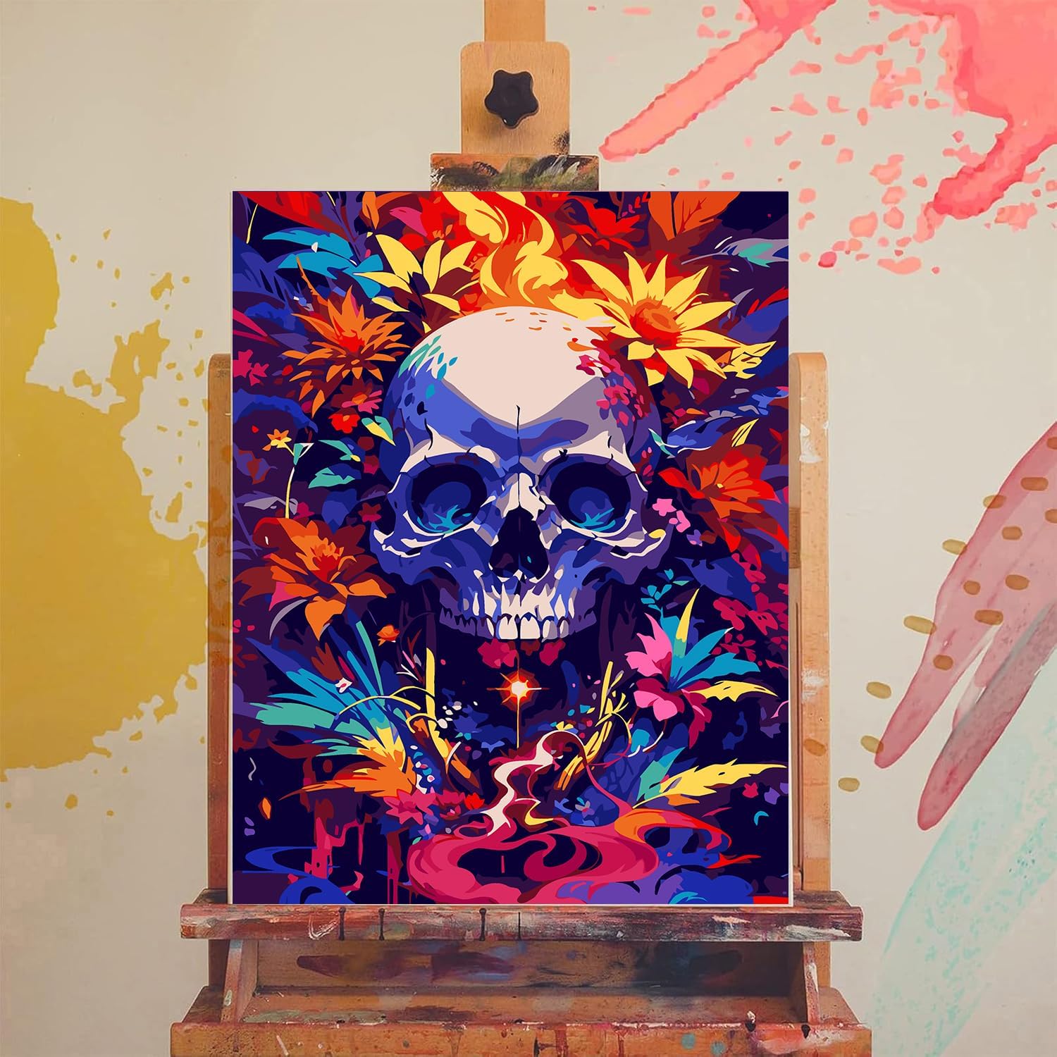 Xylogist Skull Paint by Numbers for Adults - DIY Acrylic Skeleton Painting Kit, HD Canvas Art Paint by Numbers for Beginners, Perfect for Home Wall Décor and Unique Gifts, 12x16 Inch