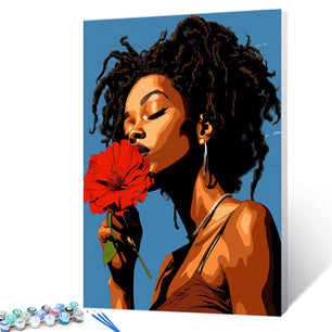 Black Girl with Dreadlocks Paint by Number Kits Canvas Acrylic Paint DIY Oil Painting for Kids, Students, Adults Beginner with Brushes and Acrylic African American Woman 16x20 Inch (DIY Frame)