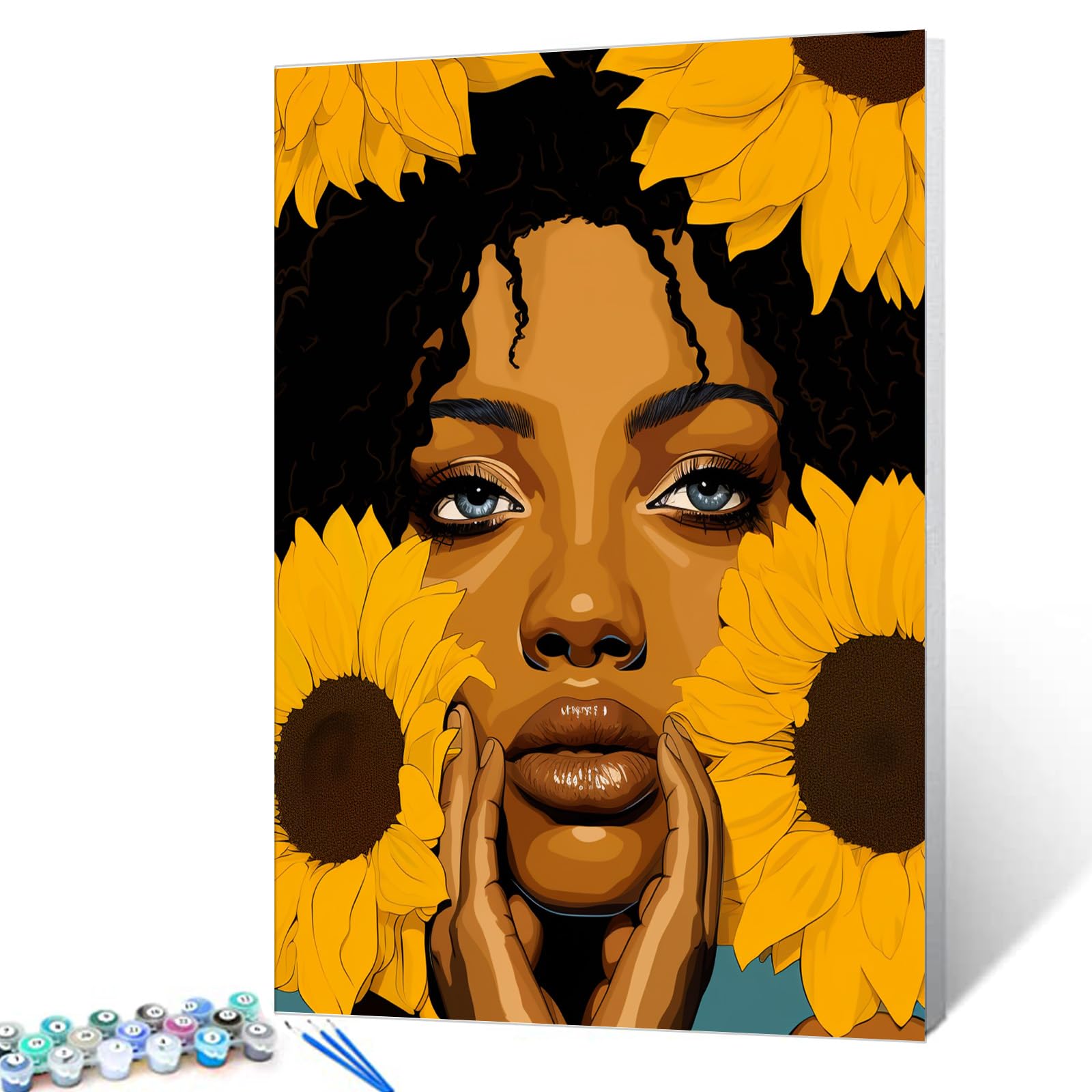 Black Girl with Dreadlocks Paint by Number Kits Canvas Acrylic Paint DIY Oil Painting for Kids, Students, Adults Beginner with Brushes and Acrylic African American Woman 16x20 Inch (DIY Frame)