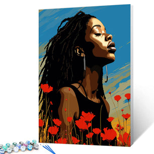 Black Girl with Dreadlocks Paint by Number Kits Canvas Acrylic Paint DIY Oil Painting for Kids, Students, Adults Beginner with Brushes and Acrylic African American Woman 16x20 Inch (DIY Frame)